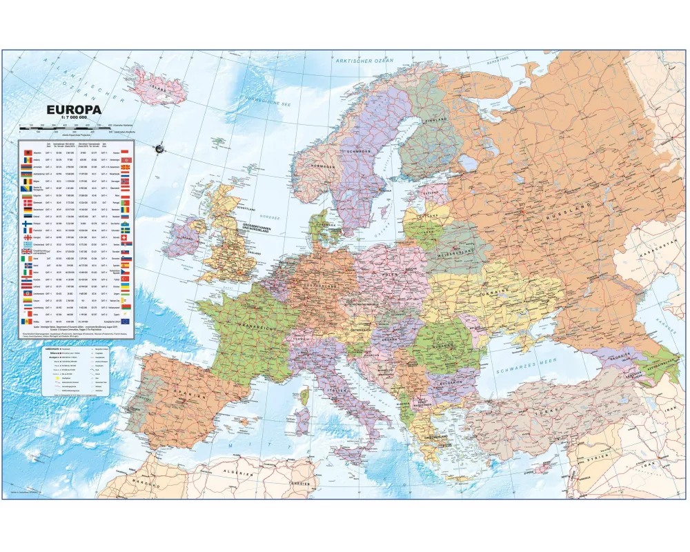 Politische Europakarte als Poster, deutsch, ca. 90x61cm