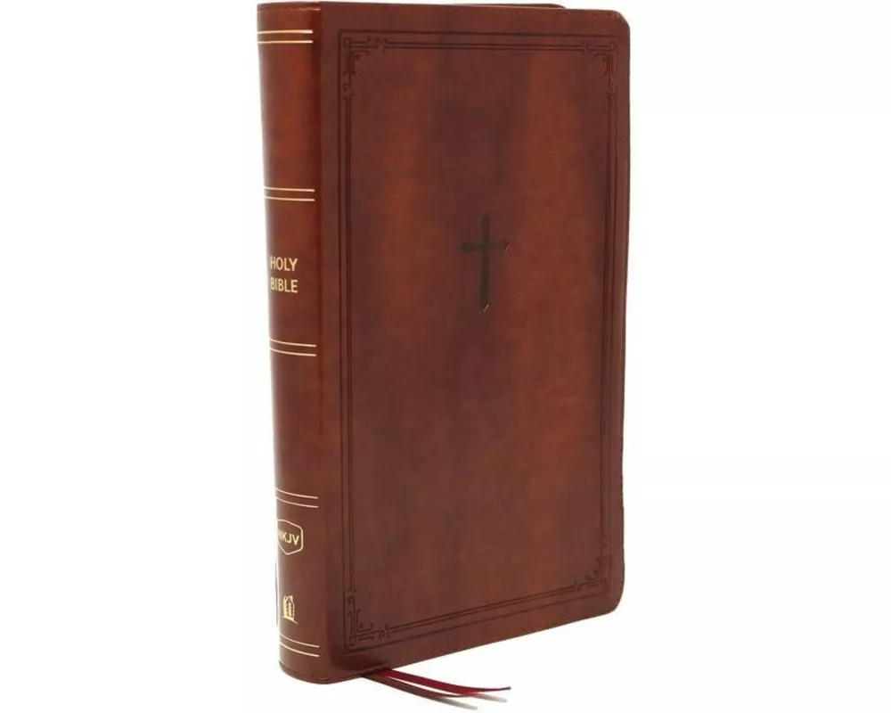 NKJV, End-of-Verse Reference Bible, Personal Size Large Print, Leathersoft, Brown, Red Letter, Comfort Print
