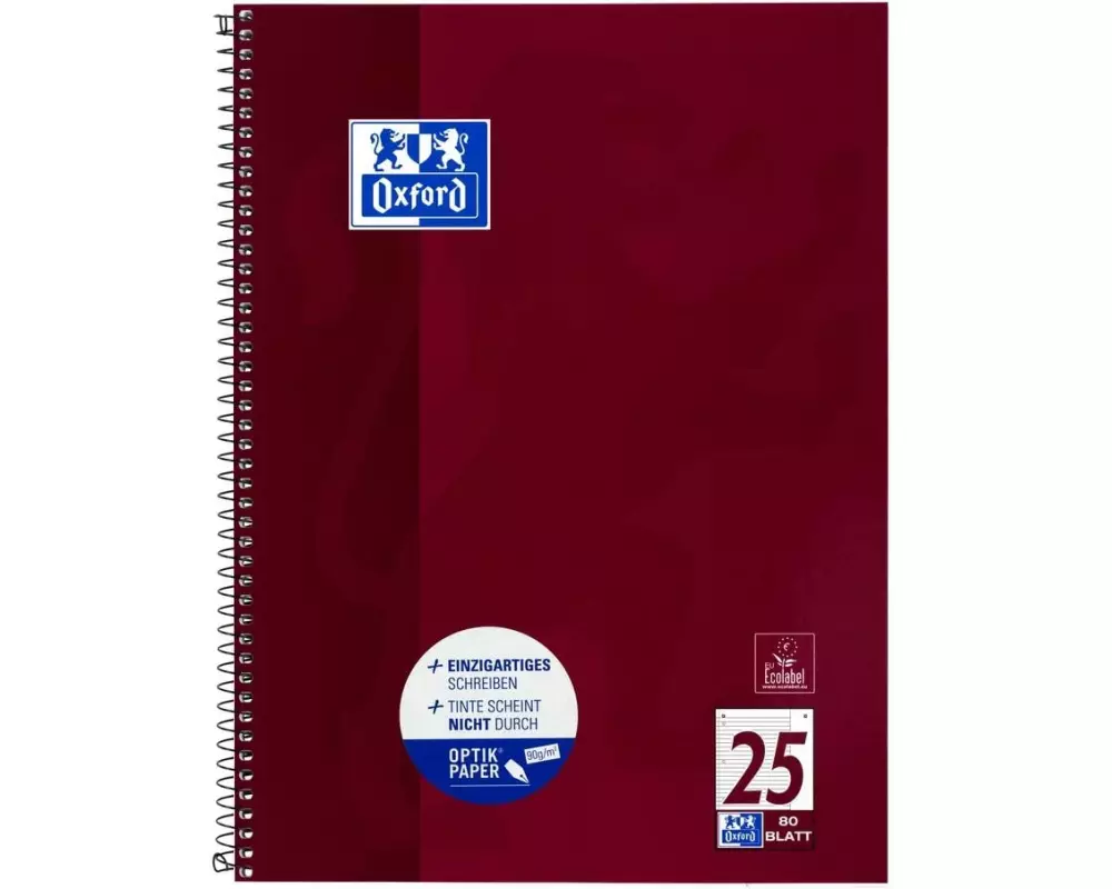 Oxford Schulheft Collegeblock A4+, liniert, Pflaume
