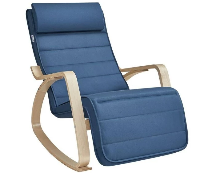 Songmics Schaukelstuhl Metall/Schaumstoff, Blau