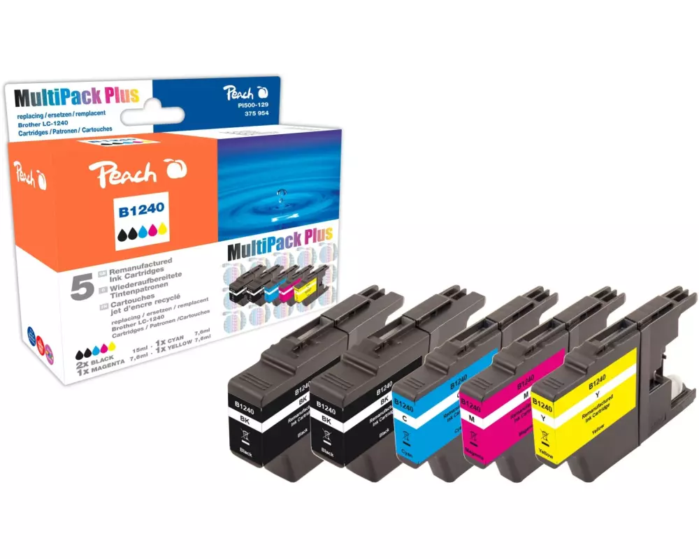 Peach Tintenset Brother LC-1240 C, M, Y, 2x BK