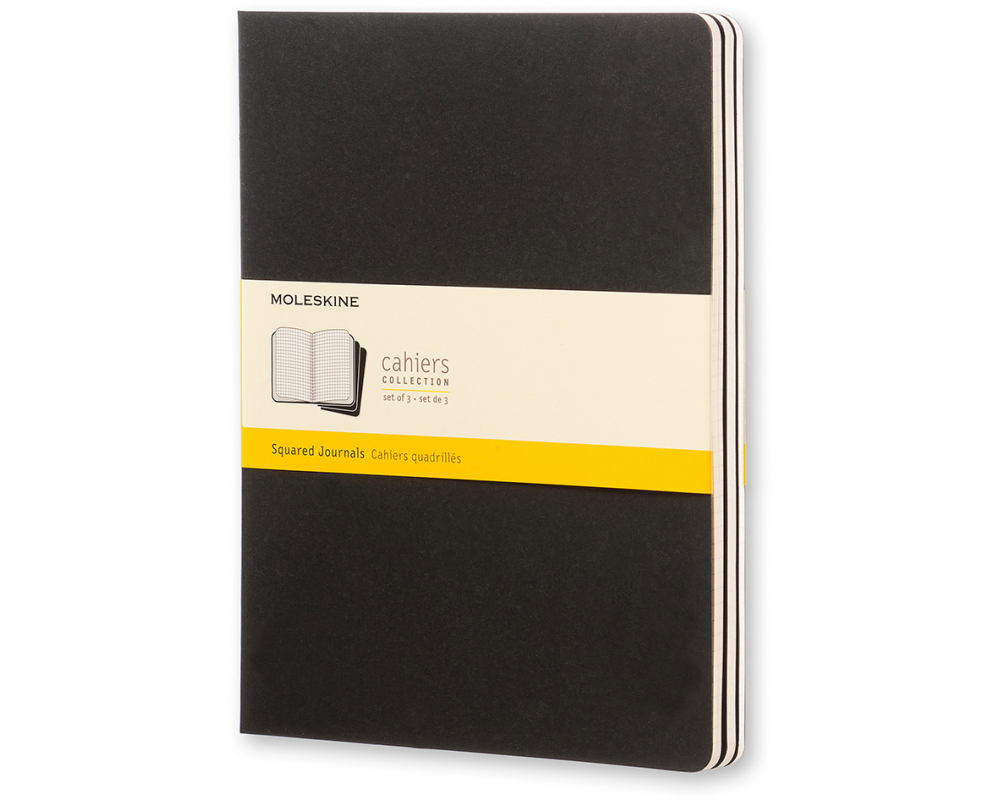 MOLESKINE Notizheft Cahier XL 25x19cm 705021 kariert, schwarz 3 Stück