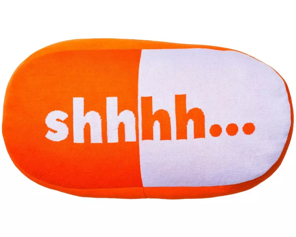 Chic Mic Gestricktes Baumwollkissen Shhh 30 x 60 cm, Orange/Weiss