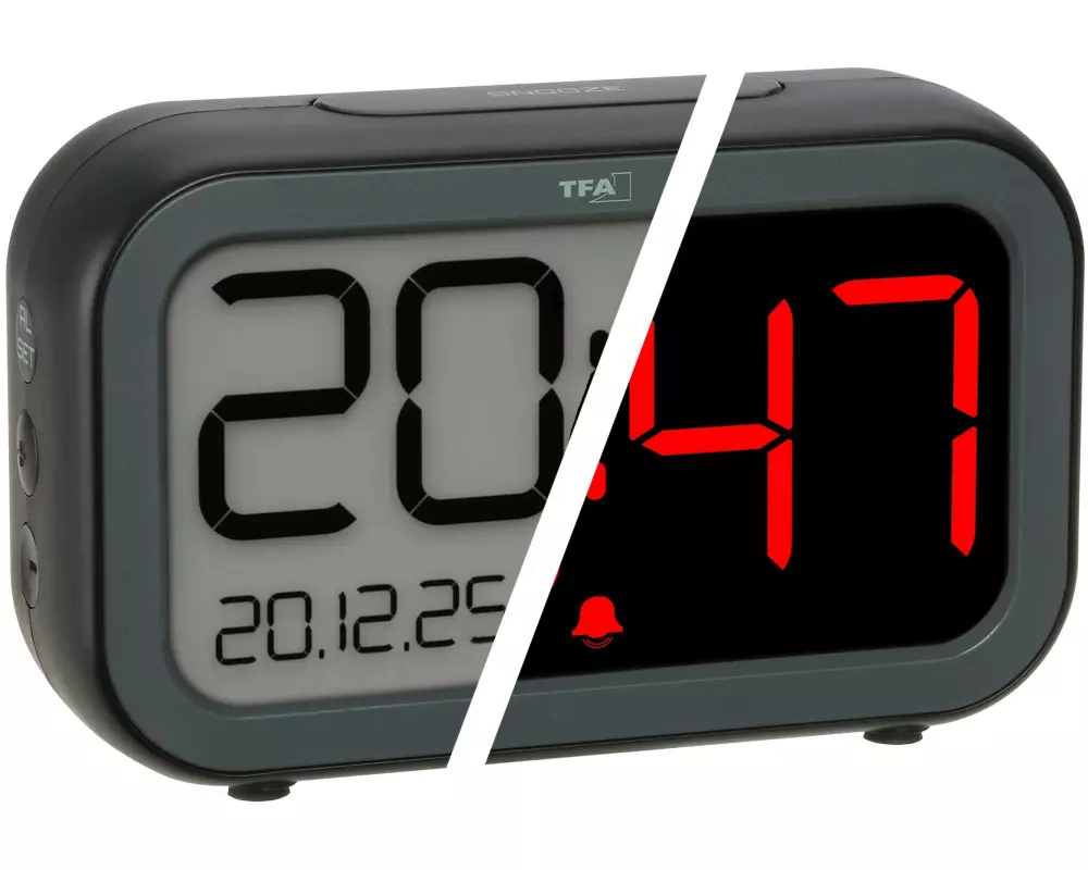 TFA Dostmann Digitalwecker LCD-LED BINGO Anthrazit