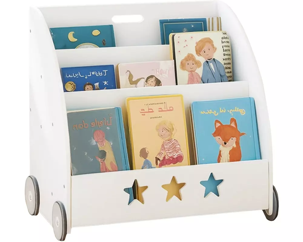 relaxdays Bücherregal für Kinder, fahrbar