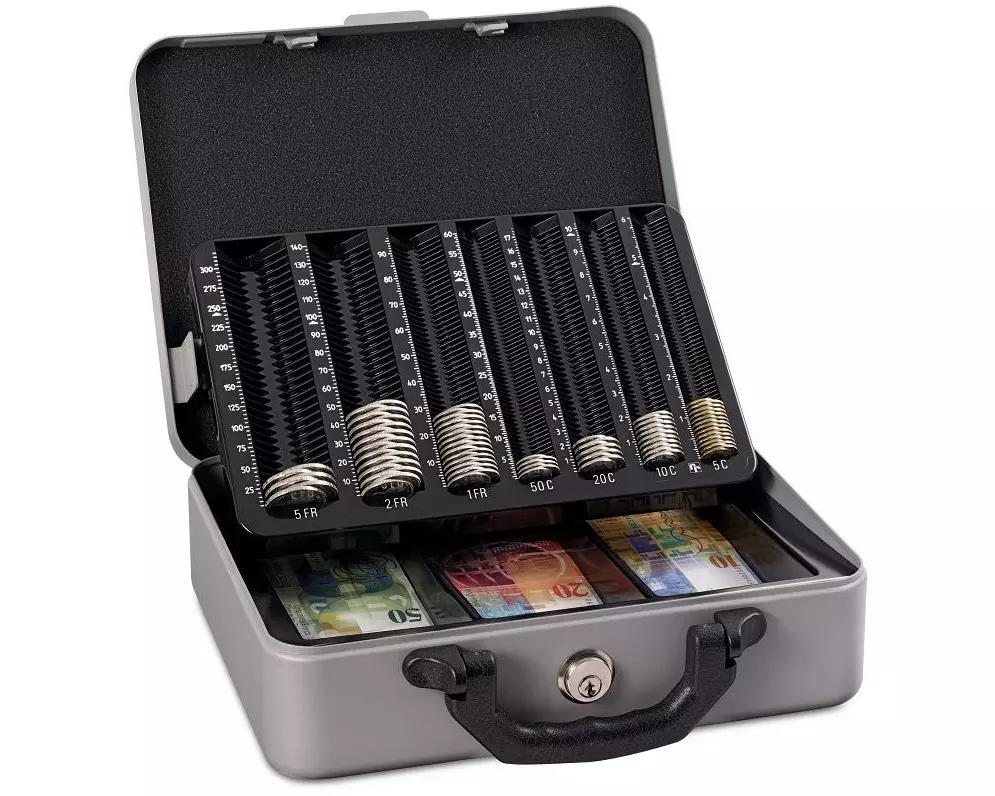 Robert Rieffel Geldkassette Moneta-Deluxe-Ch 30 x 24.2 x 10.2 cm, Grau