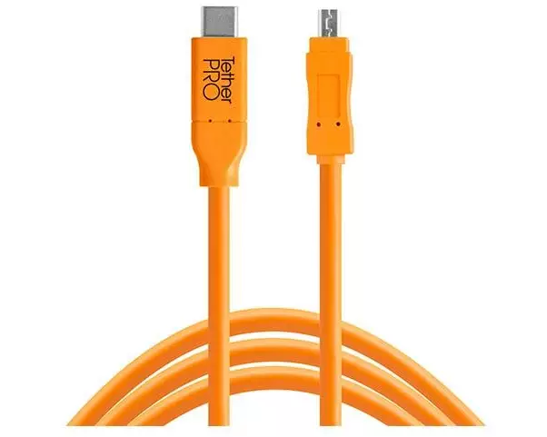 Tether Tools Kabel TetherPro USB-C zu 2.0 Mini-B 8-Pin, 4.6 m Orange