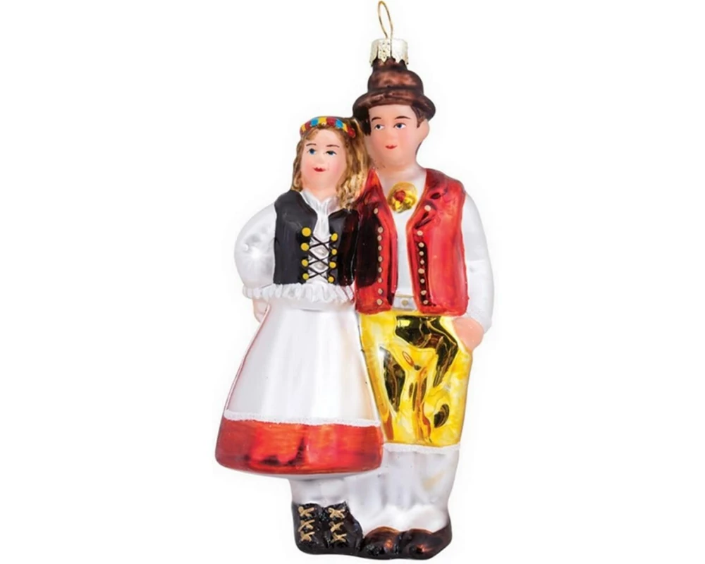creanorm Weihnachtskugel Paar mit Tracht Mehrfarbig