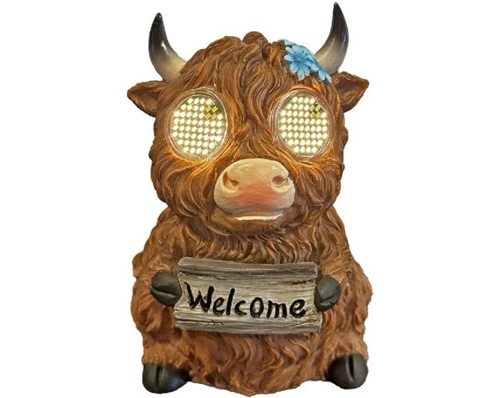 Dameco LED Solar Hochlandrind mit beweglichen LED Augen