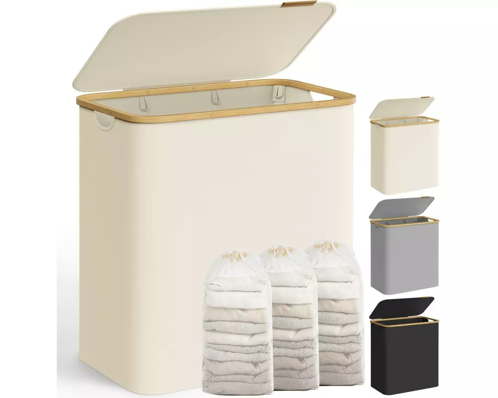 Songmics Wäschekorb 130 l, Beige