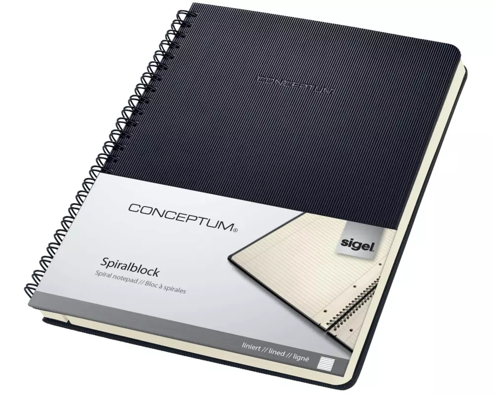 Sigel Spiralblock A5 160 Blatt, Liniert, Schwarz