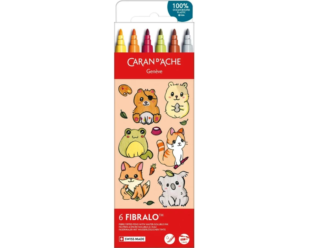 Caran d'Ache Filzstift Set Kawaii Fibralo Animals mit 6 Farben