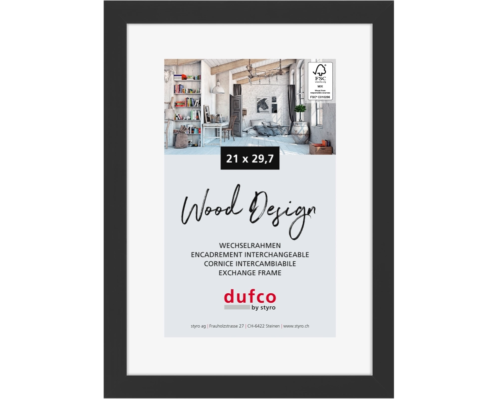 DUFCO Holz-Bilderrahmen 21x29.7cm 1610.80105 Toronto schwarz