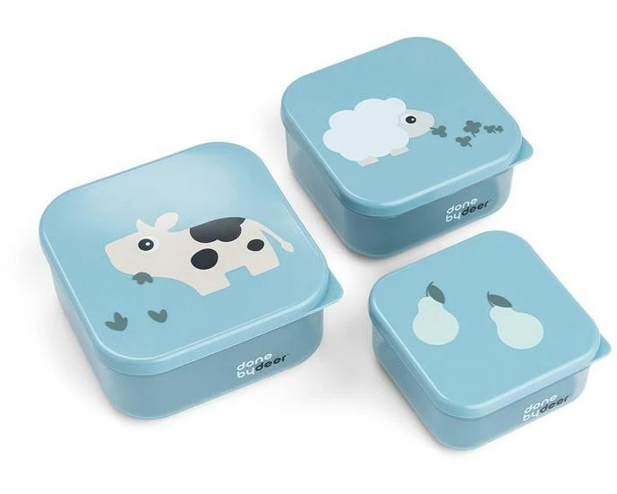 done by deer Snackbox 3er Set Tiny Farm Blau