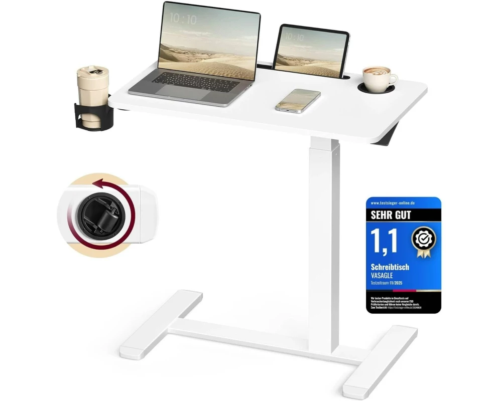 VASAGLE Stehtisch mit Platte 70 x 40 cm Weiss