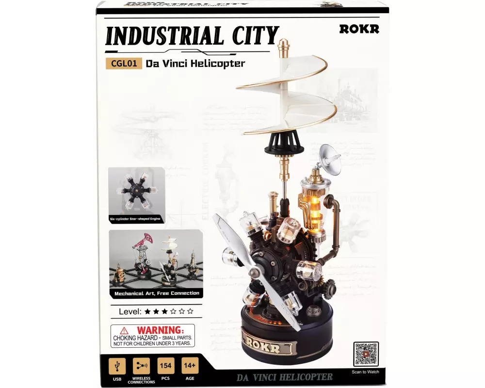 Rolife Bausatz Da Vinci Helicopter Mechanisches 3D-Puzzle