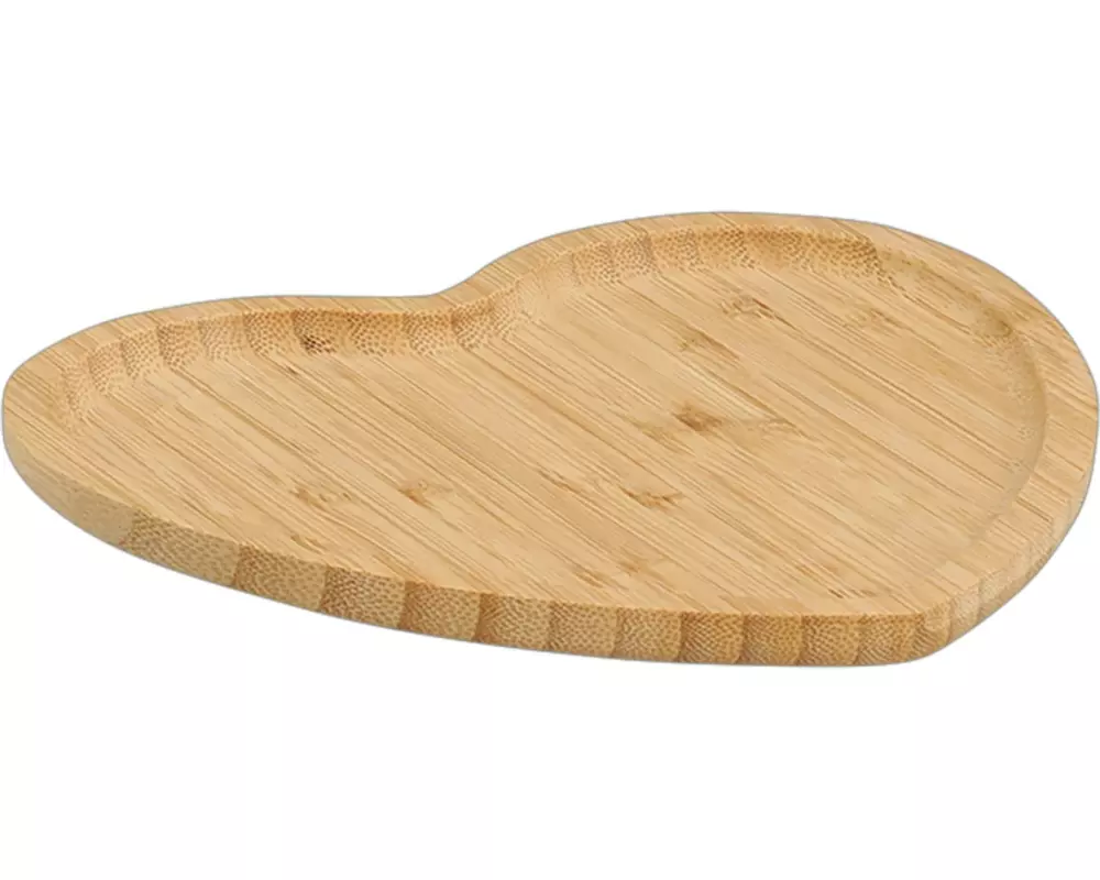 Zeller Present Serviertablett Herz 20.5 x 21 cm, Bambus