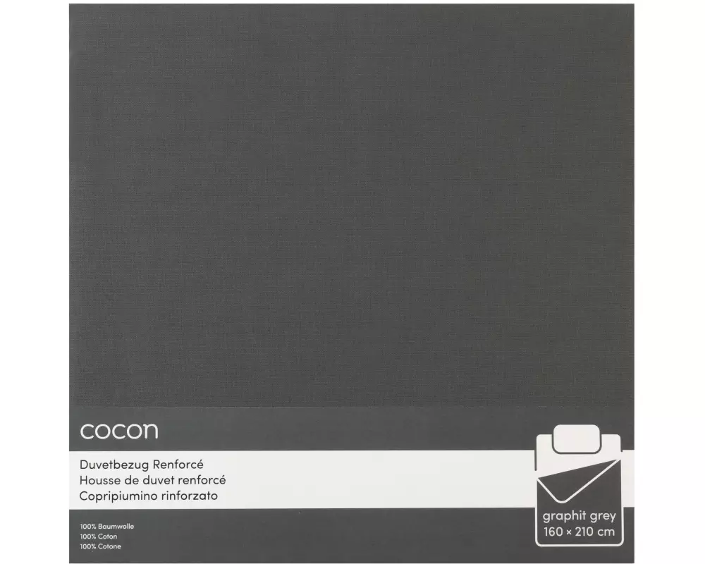 COCON Duvetbezug Renforcé 160 x 210 cm, Graphit