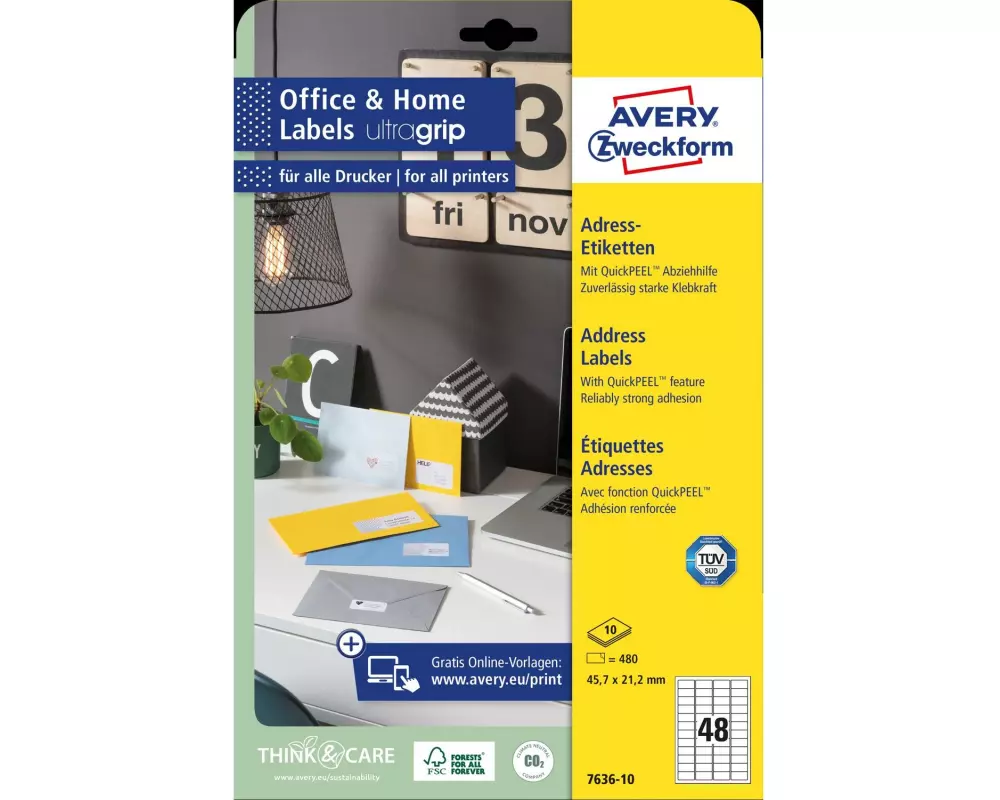 Avery Zweckform Hinweis-Etiketten Set 45.7 x 21.2 mm, 10 Blatt