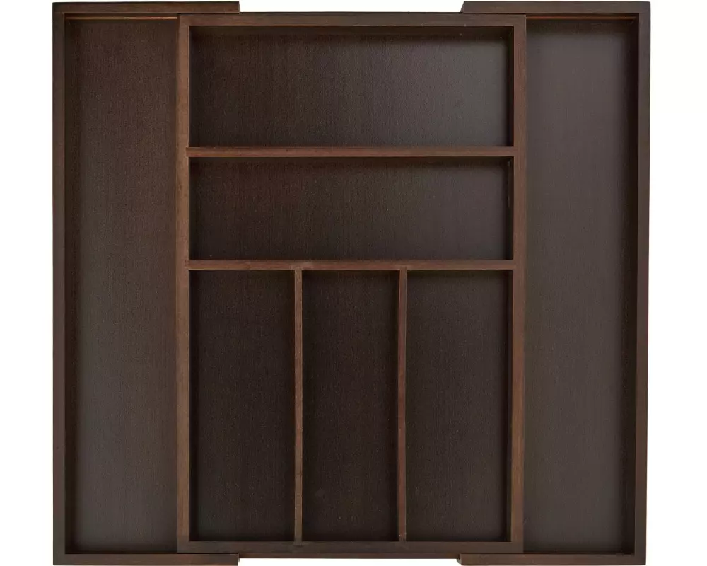 relaxdays Besteckkasten ausziehbar Dunkelbraun