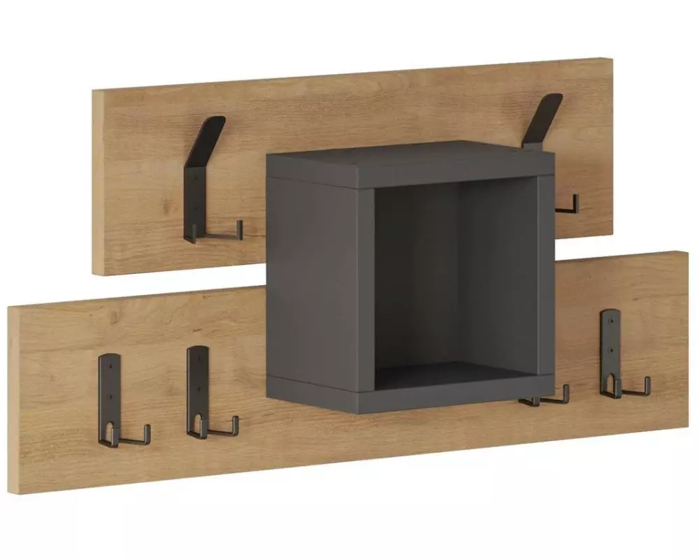 Woody Fashion Wandgarderobe Lumina 6 Haken, Hellbraun