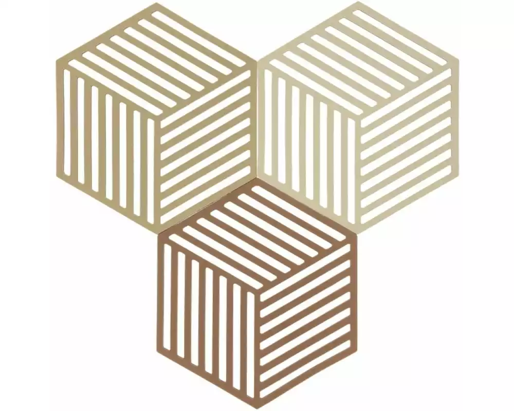 Zone Denmark Topfuntersetzer Hexagon, 3er Set Braun/Mehrfarbig