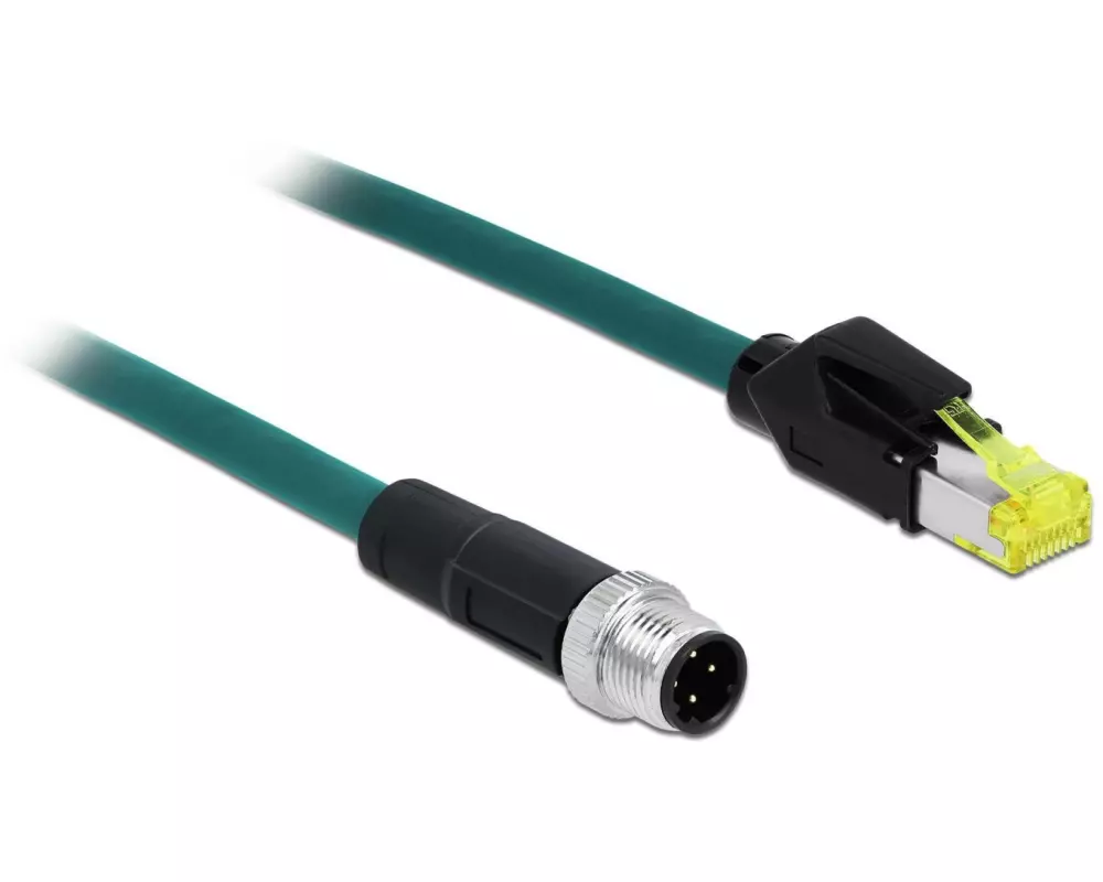 Delock Patchkabel M12-RJ45 SF/UTP, 2 m, 4 Pin D-kodiert PROFINET