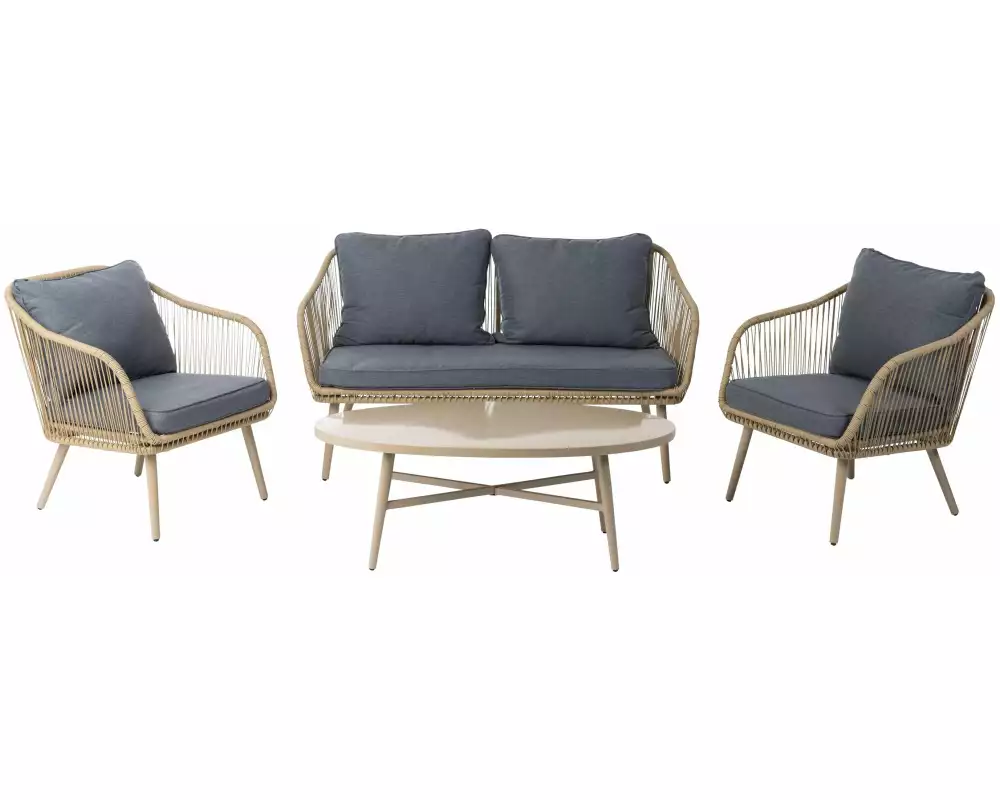 COCON Loungeset Bissone, Beige/Grau, 4 Sitzplätze