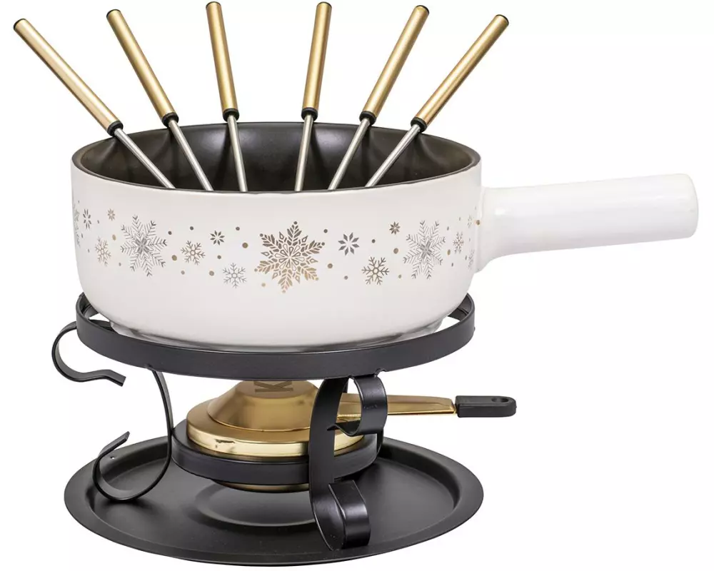 Kadastar Käsefondue-Set Sparkling Wint E22 9 Teile, Schwarz/Weiss