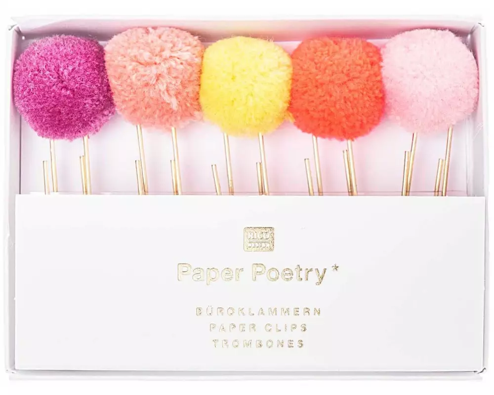 Rico Design Büroklammer Pompon 5 Stück