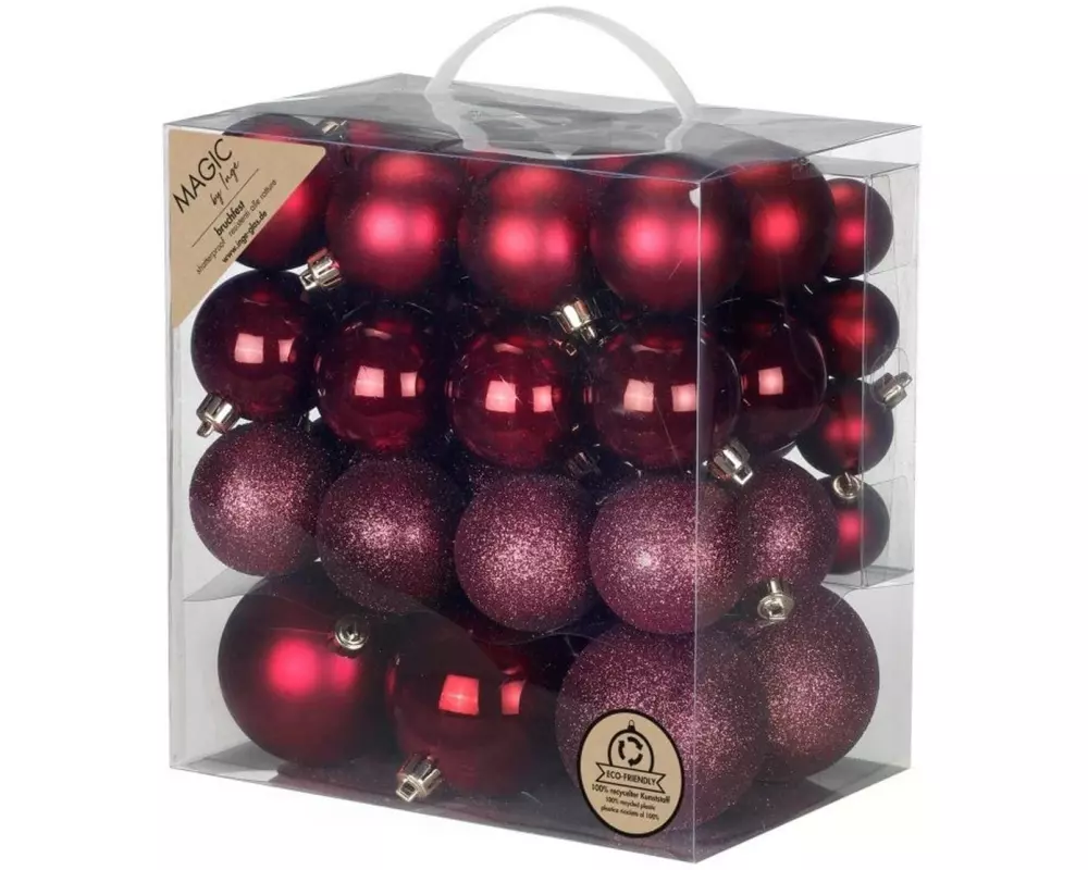 INGES CHRISTMAS DECOR Weihnachtskugel 54 Stück, Bordeaux