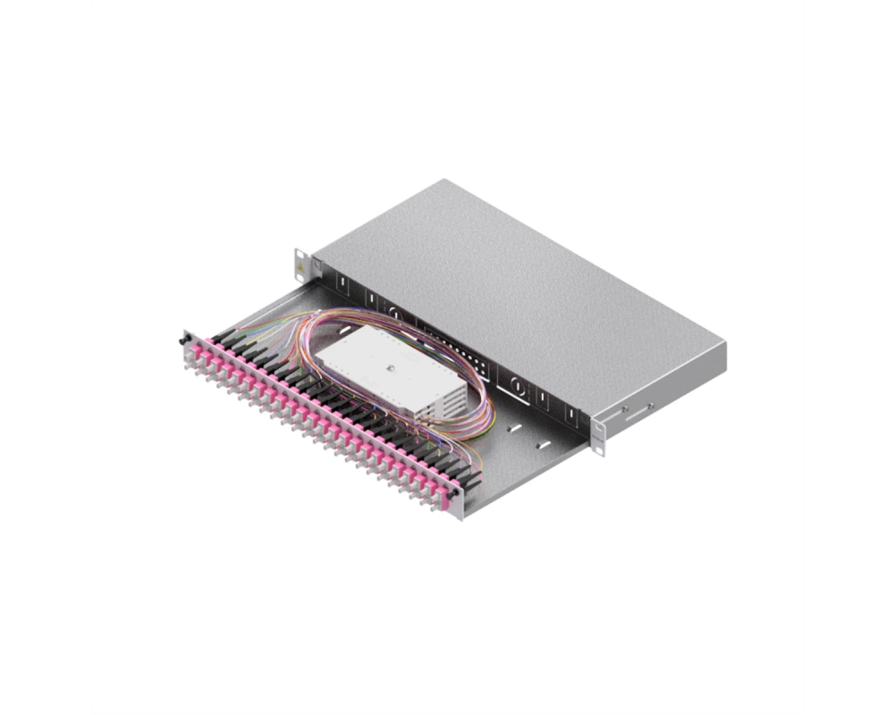 EasyLan LWL-Spleißbox Grade C 19-Zoll 1HE, 24 Ports, 24x SC-Duplex, OM4