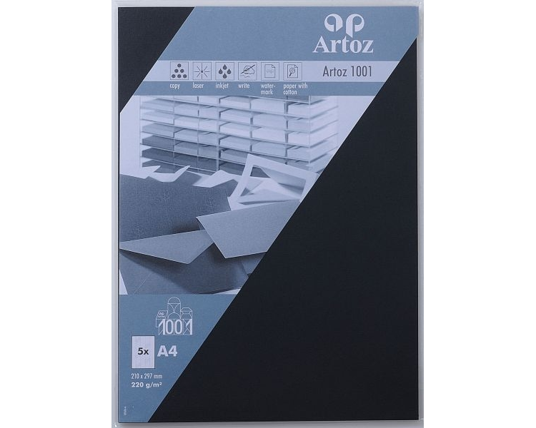 ARTOZ Karten 1001 A4 107696142 220g, schwarz 5 Blatt
