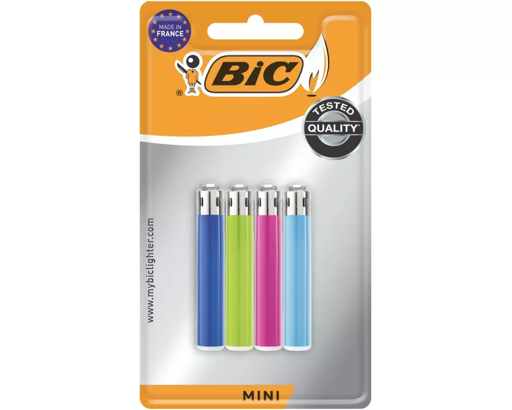 BIC Reibradfeuerzeug J25 Mini, 4er Pack