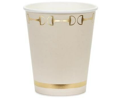 Partydeco Einwegbecher Steigbügel, Beige, 9 cm, 220 ml, 6 Stück