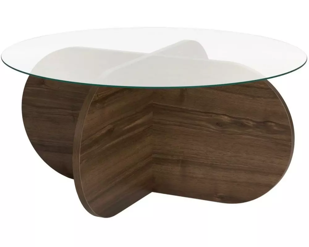 Woody Fashion Couchtisch Aeris Walnut 75 x 35 cm, Braun/Transparent