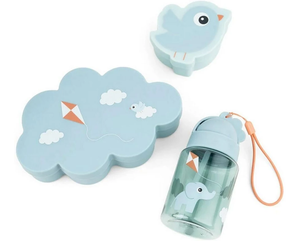 done by deer Lunchbox mit Strohhlamflasche Blau