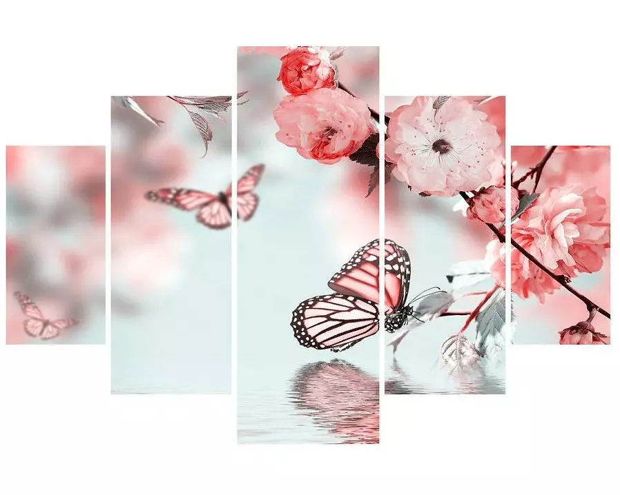 Wallxpert Bild Blütenzeit 5-teilig, 92 x 56 cm
