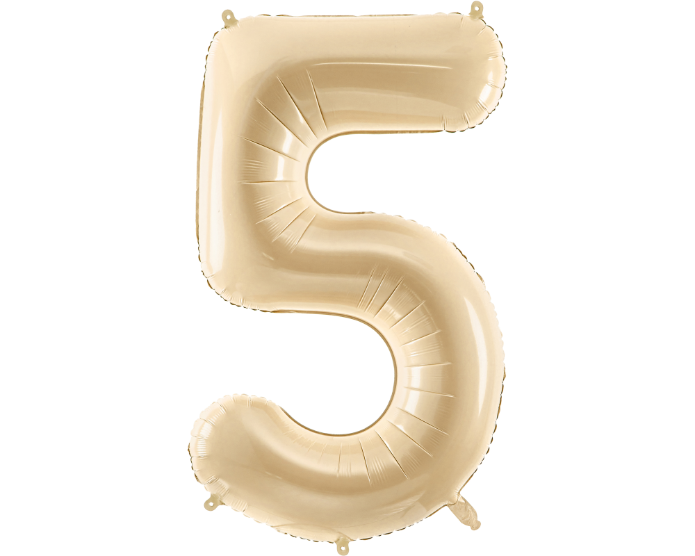 PARTYDECO Folienballon Ziffer 5 72cm FB230P-5-013 beige