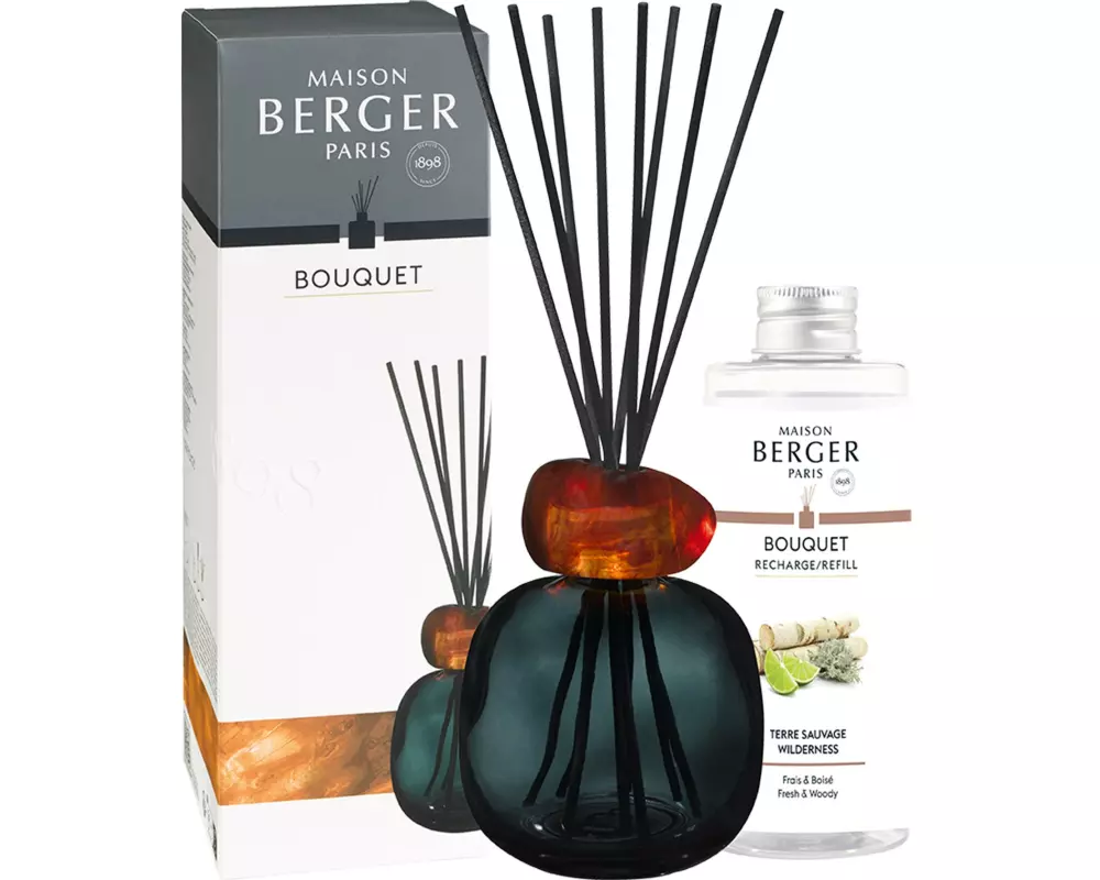 Maison Berger Duftstäbchen Minéral + 180 ml Terre Sauvage, Schwarz
