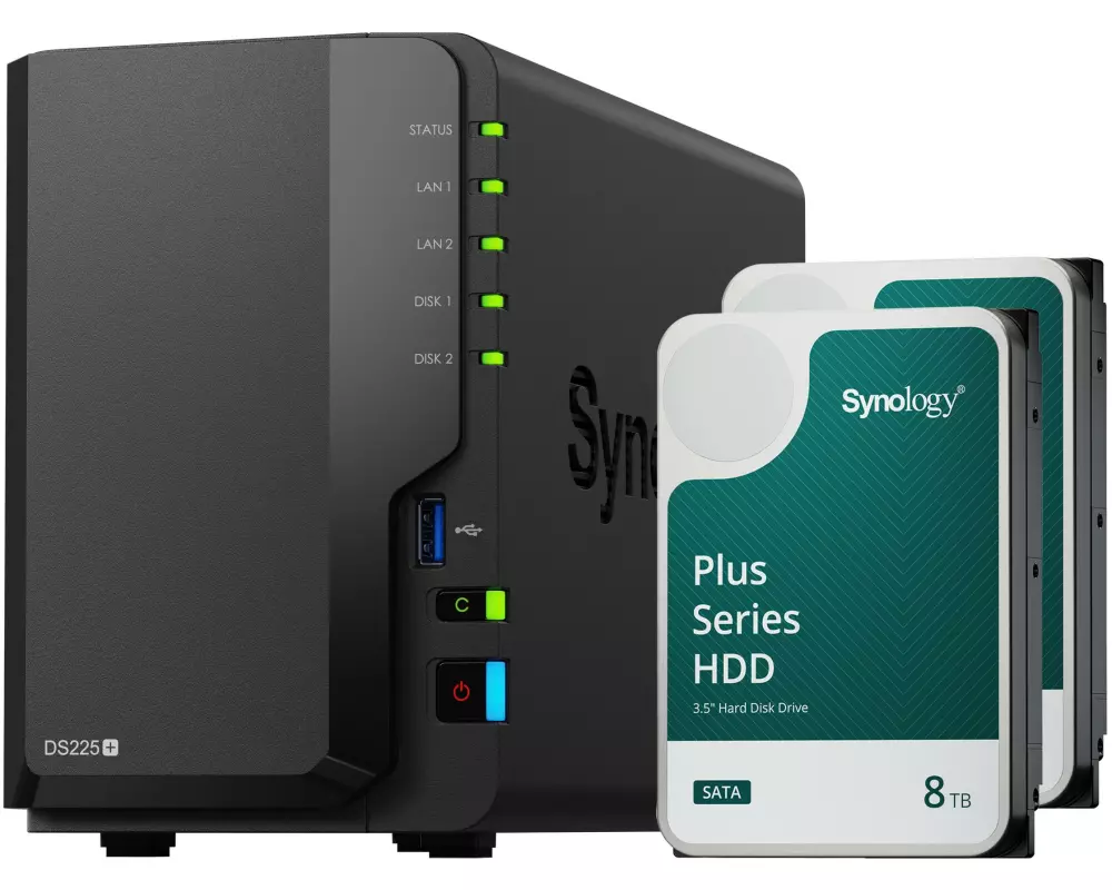 Synology NAS DiskStation DS225+ 2-bay 2x 8 TB HDD Synology Plus