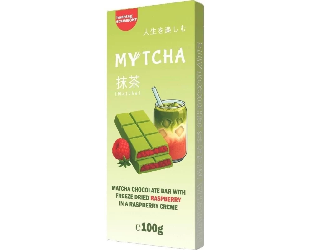 hashtag SCHMECKT Mytcha Matcha-Schokolade Raspberry, 100 g