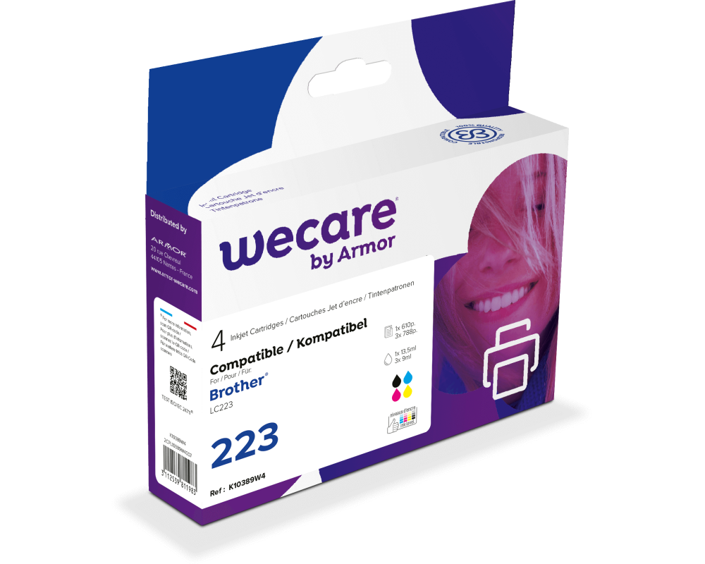 WECARE Multipack rebuilt CMYBK LC-223VALWE z.Brother MFC-J5620DW 12/3x6ml