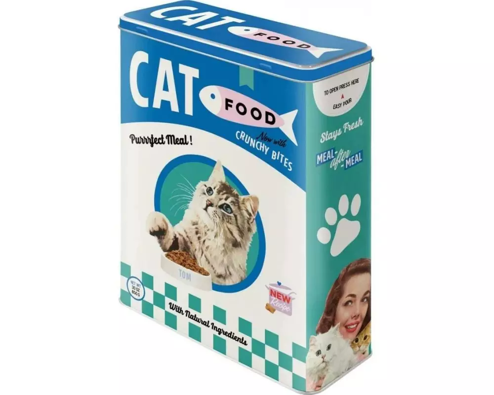 Nostalgic Art Vorratsdose Cat Food 4 l, Blau/Weiss