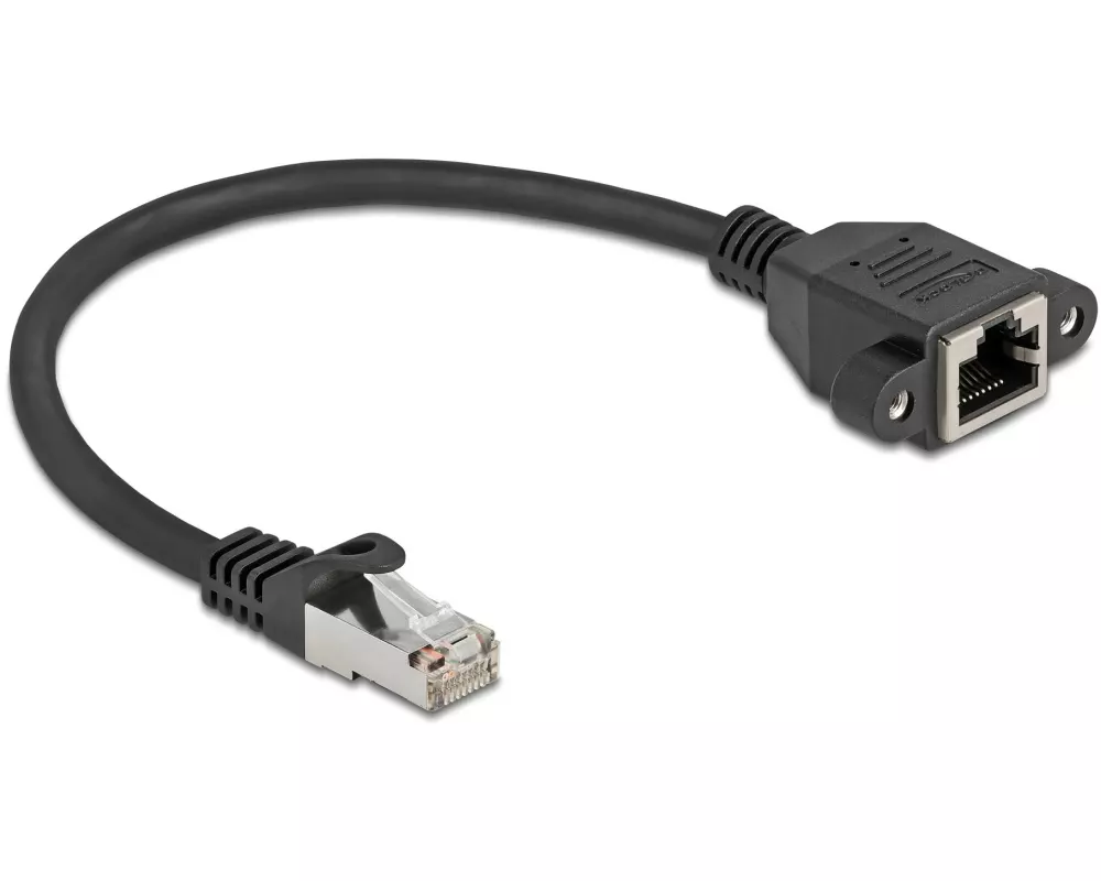 Delock Patchkabel Verlängerungskabel Cat 6A, S/FTP, 0.25 m, Schwarz