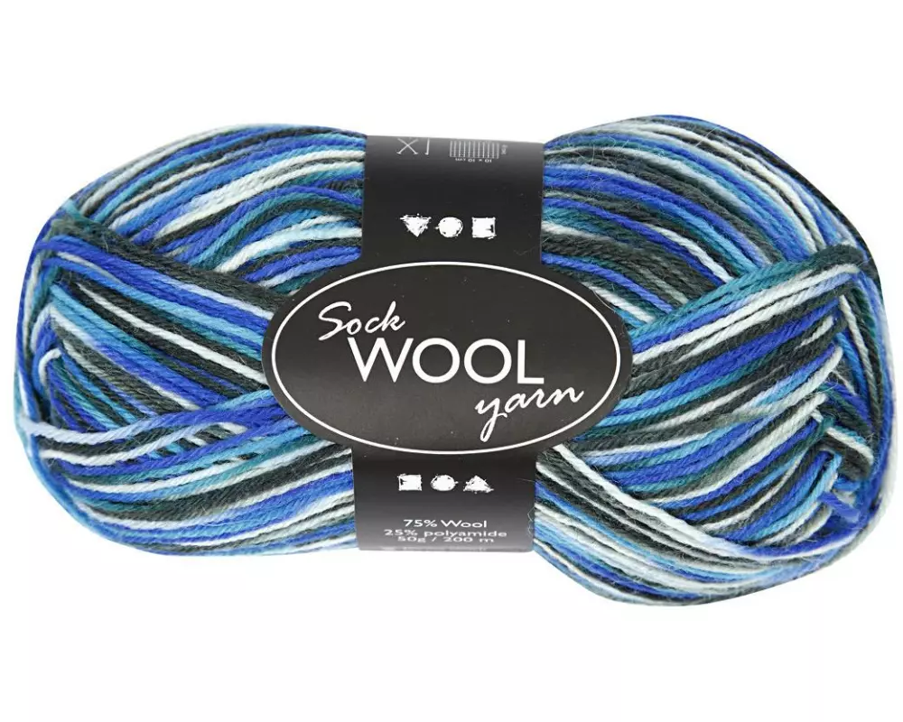 Creativ Company Wolle 50 g für Socken, Blau/Türkis