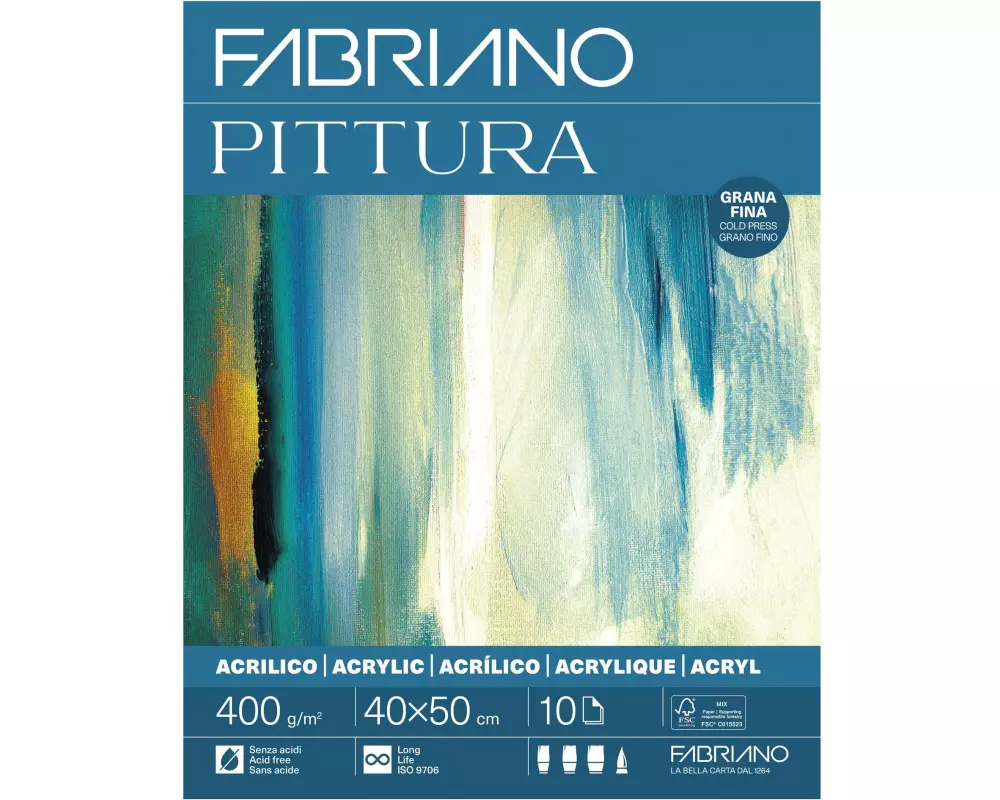 Fabriano Acrylpapier Pittura 400g/m², 10 Bl, kalt gepresst