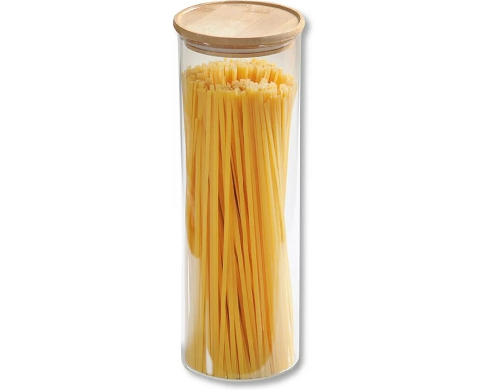 Kesper Vorratsglas Glas 1.8 l mit Bambusdeckel Braun Rund