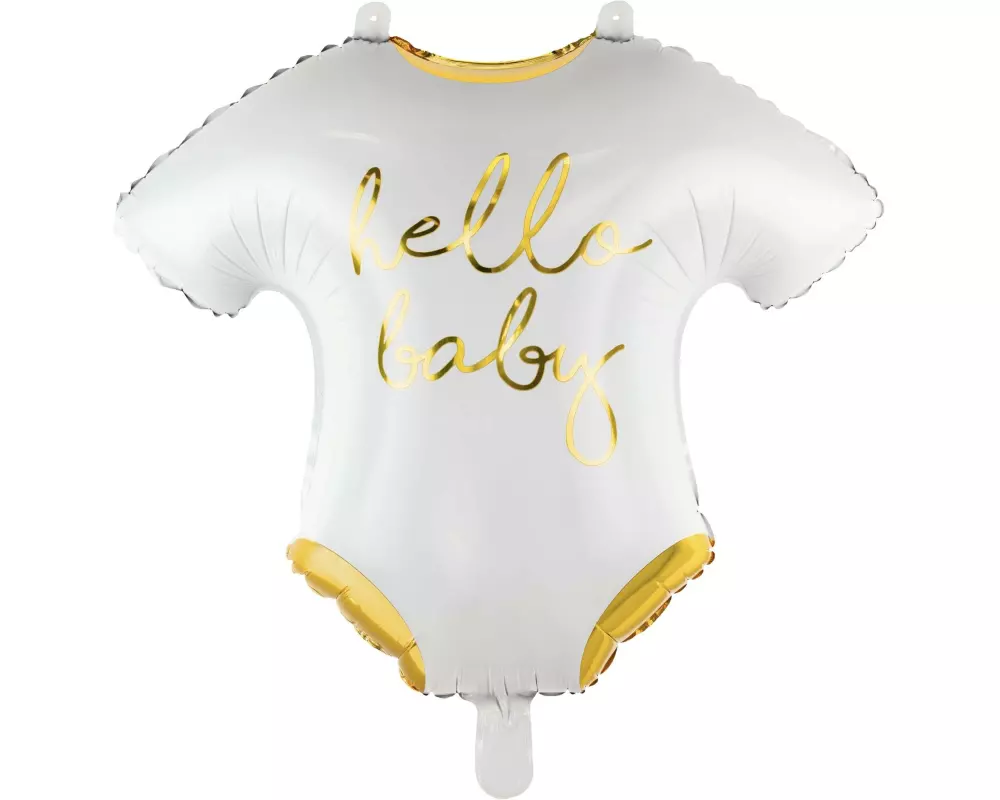 Partydeco Folienballon Baby romper Gold/Weiss