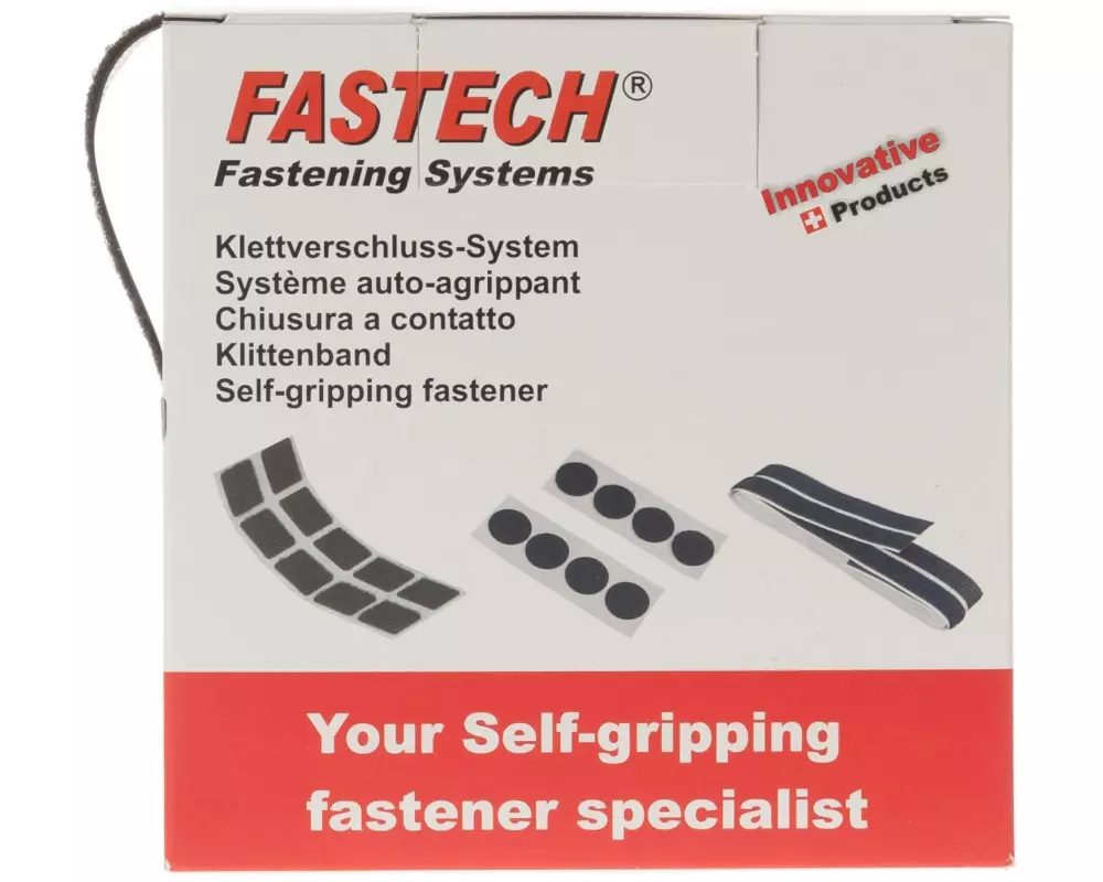 FASTECH Klettband-Box 20 mm x 5 m selbstklebend, Schwarz